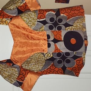 Authentic, handmade African print zip up top